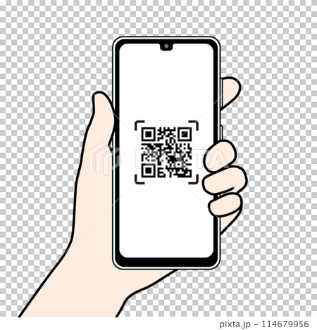 Smartphone with QR code displayed 114679956