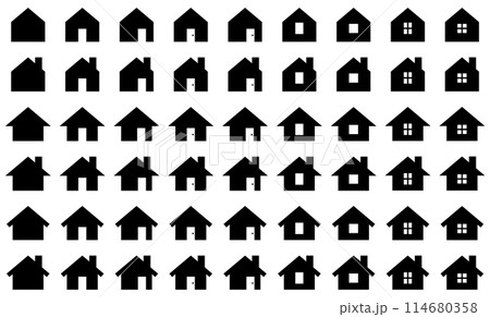 様々な形のホームアイコンのベクターイラストセット 114680358