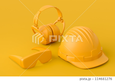 Isometric view of monochrome construction tools for repair on 114681276