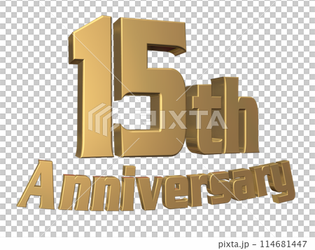 3DCG character "15th Anniversary/15th anniversary" gold, gold 3DCG character "15th Anniversary/15th anniversary" gold, gold 114681447