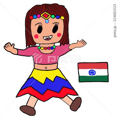インド人女性とインド国旗 114681523