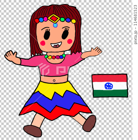 インド人女性とインド国旗 114681523