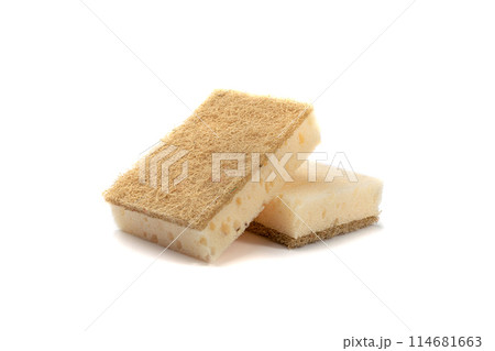Natural Sponge Isolated, Eco Brown Sponges, Eco Friendly Hygiene Accessory, Scotch Brite Dishwasher 114681663