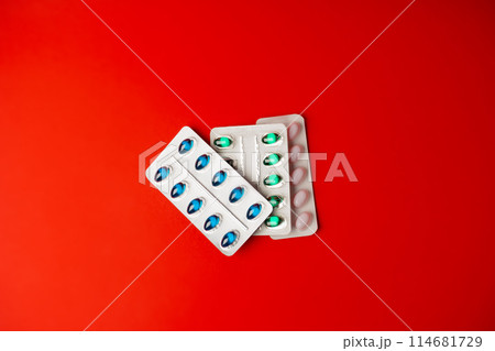 Pill Blisters, Transparent Color Capsules Package, Analgesic Packaging, Painkiller Drugs, Sedative Pills Pill Blisters, Transparent Color Capsules Package, Analgesic Packaging, Painkiller Drugs, Sedative Pills 114681729