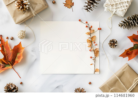 Top view of white paper on a table 114681960
