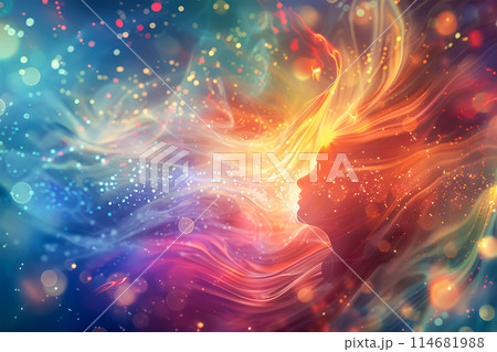 Eenergy waves coming from a beautiful woman 114681988