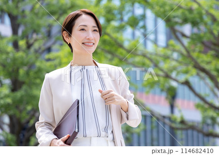 ビジネス ファイルを持っている女性のポートレート ビジネス ファイルを持っている女性のポートレート 114682410