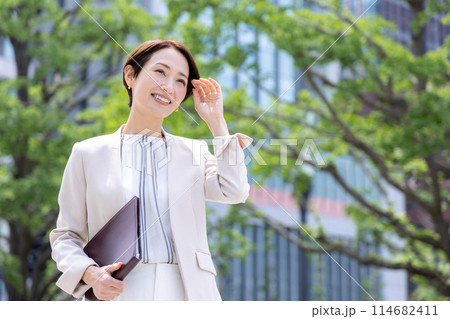 ビジネス　ファイルを持っている女性のポートレート 114682411