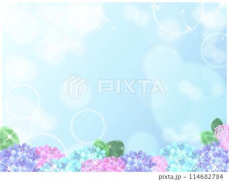 背景素材　水彩タッチの紫陽花フレーム 114682784