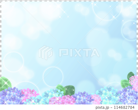 背景素材　水彩タッチの紫陽花フレーム 114682784