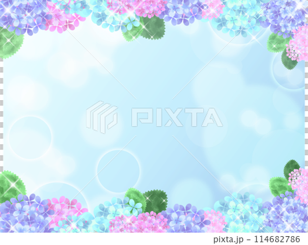 背景材質水彩觸感繡球花框架 114682786