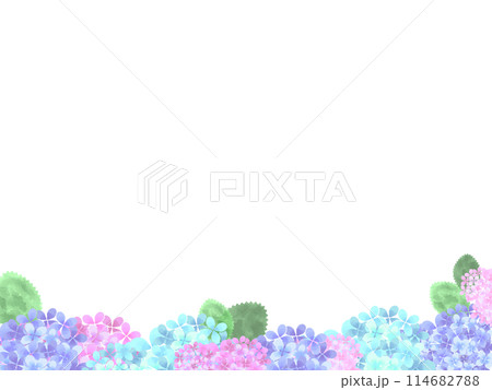 背景素材　水彩タッチの紫陽花フレーム 114682788