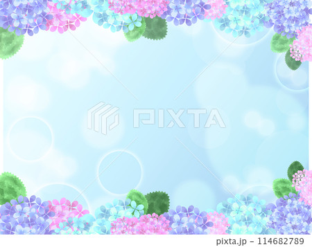 背景素材　水彩タッチの紫陽花フレーム 114682789