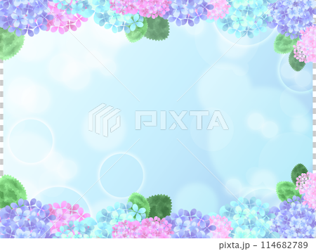 背景素材　水彩タッチの紫陽花フレーム 114682789