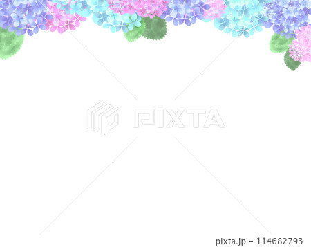 背景素材 水彩タッチの紫陽花フレーム 背景素材 水彩タッチの紫陽花フレーム 114682793