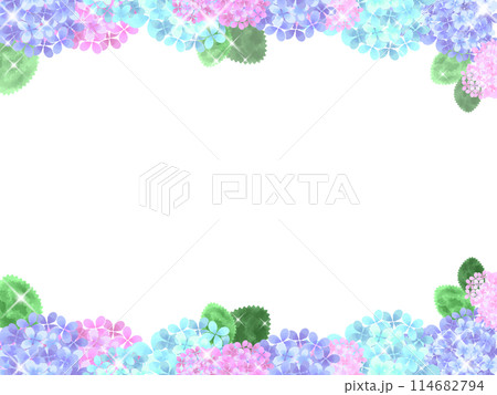 背景素材 水彩タッチの紫陽花フレーム 背景素材 水彩タッチの紫陽花フレーム 114682794
