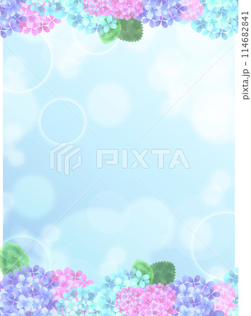 背景素材　水彩タッチの紫陽花フレーム 114682841