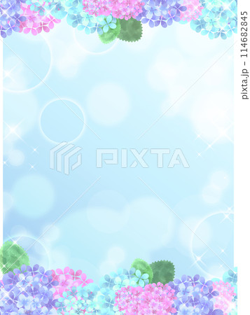 背景素材　水彩タッチの紫陽花フレーム 114682845