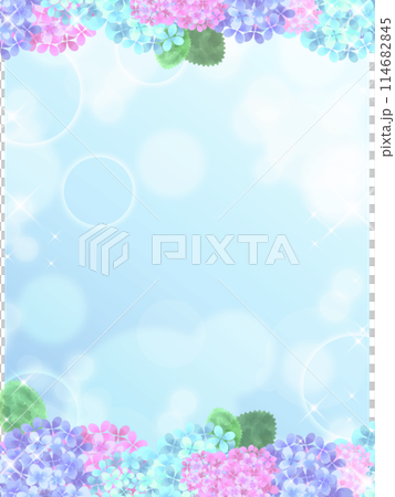 背景素材 水彩タッチの紫陽花フレームのイラスト素材 [114682845