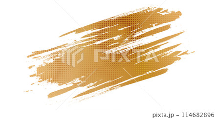 Gold Brush Texture with Halftone Effect Isolated on White Background. Brush Stroke Illustration for Banner, Poster, or Sports. Scratch and Texture Elements For Design Gold Brush Texture with Halftone Effect Isolated on White Background. Brush Stroke Illustration for Banner, Poster, or Sports. Scratch and Texture Elements For Design 114682896