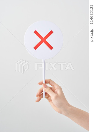 バツが書かれた円形の回答札 114683123