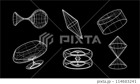 3D wireframe models of objects Network line....のイラスト素材 [114683241] - PIXTA