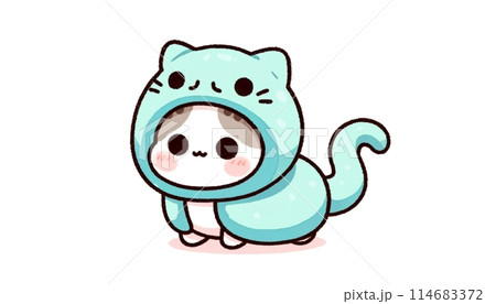 蛇のコスプレをした猫のイラスト 114683372