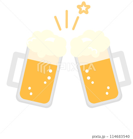 生ビール　ジョッキグラスで乾杯　イラスト 114683540