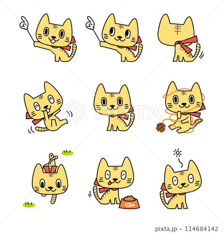 色々なシーンの猫イラストセット1 114684142