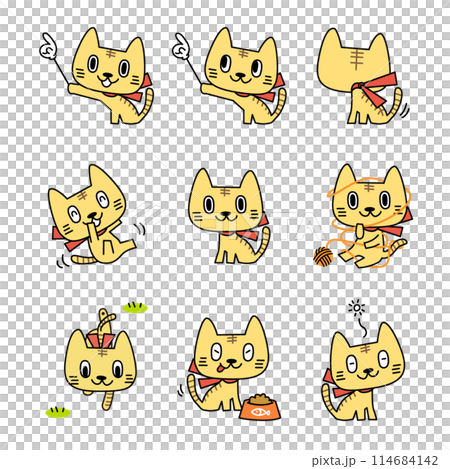 色々なシーンの猫イラストセット1 114684142