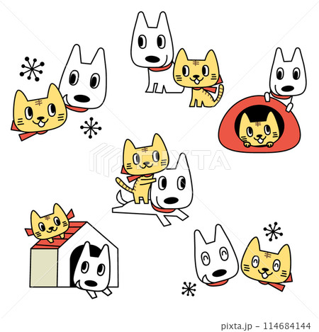 犬と猫のイラストセット 114684144