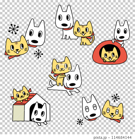 犬と猫のイラストセット 114684144