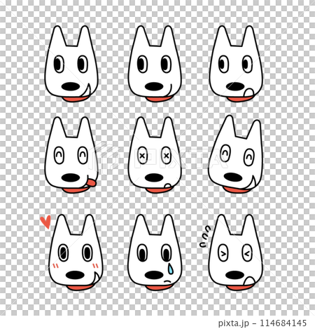 色々表情の犬の顔のイラストセット 114684145
