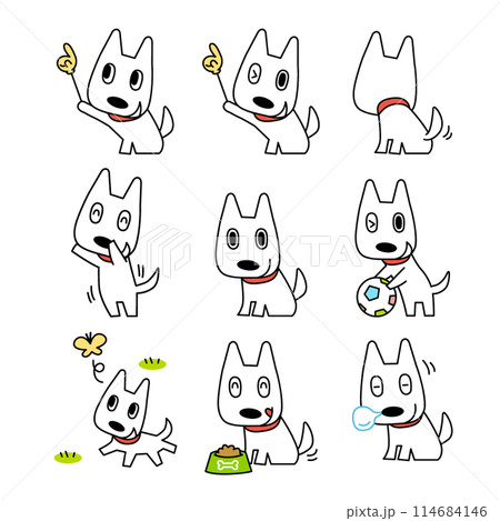 色々なシーンの犬イラストセット1 色々なシーンの犬イラストセット1 114684146