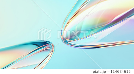 Abstract Background with 3D Wavy Glass Shapes 114684613
