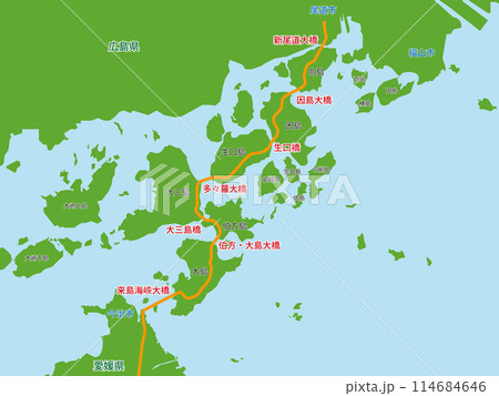 しまなみ海道地図 名称あり しまなみ海道地図 名称あり 114684646