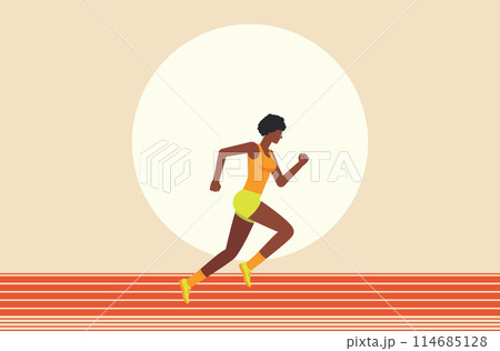 Athletic running dark skinned woman 114685128