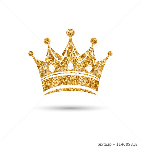Gold glitter crown on a white background. Magic royal crown. Vector 114685818