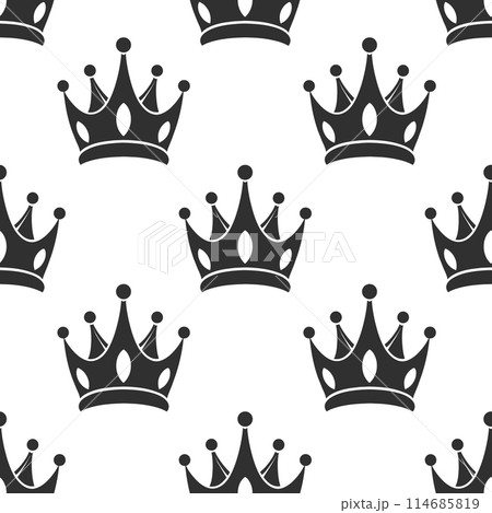 Seamless pattern of royal crowns. Silhouettes of crowns on a white background. Print, textile, wallpaper Seamless pattern of royal crowns. Silhouettes of crowns on a white background. Print, textile, wallpaper 114685819