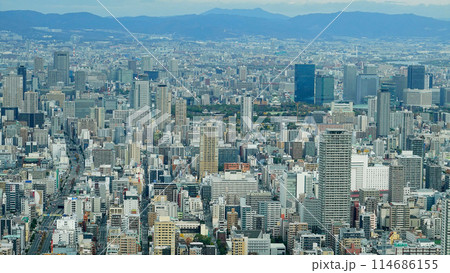 大阪　天王寺駅上空から北西方面を臨む(大阪城・京橋) 1616 114686155