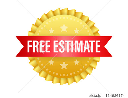 Free estimate label. Approximate calculation of the cost. Estimates badge. Free estimate label. Approximate calculation of the cost. Estimates badge. 114686174