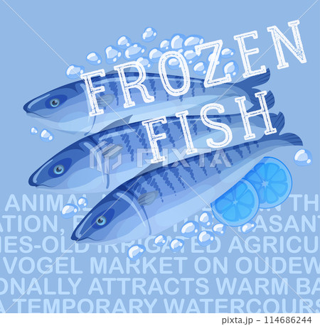 Frozen mackerel fish illustration. Fresh fish vector cartoon design graphic Frozen mackerel fish illustration. Fresh fish vector cartoon design graphic 114686244