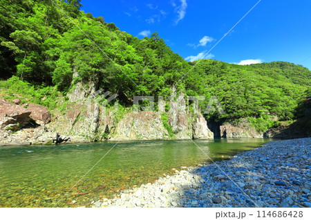晴天の新緑の瀞峡(瀞八丁) 晴天の新緑の瀞峡(瀞八丁) 114686428