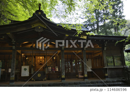 貴船神社 新緑の中の本宮 横構図5 貴船神社 新緑の中の本宮 横構図5 114686596