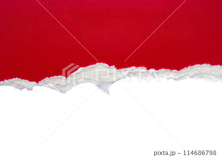 Red ripped paper torn edges strips isolated on white background Red ripped paper torn edges strips isolated on white background 114686798
