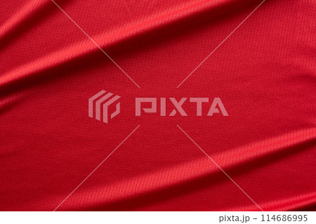 sports clothing fabric football jersey texture top view red color 114686995