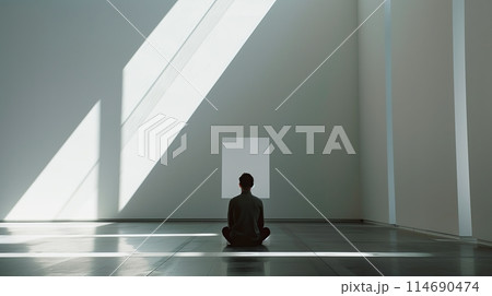 Abstract concept, man in light and shadows, psychology concept 114690474