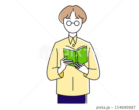 立って本を読んでいる人 立って本を読んでいる人 114690987