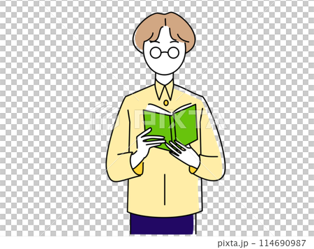 立って本を読んでいる人 立って本を読んでいる人 114690987