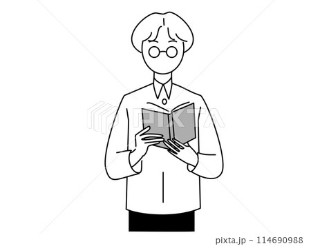 立って本を読んでいる人 114690988